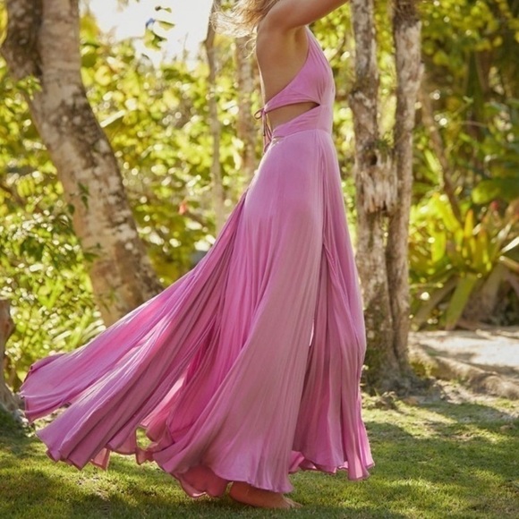 HP🫧[ Free People ] Lille Maxi Dress High Slit Beachy Boho - Picture 13 of 13